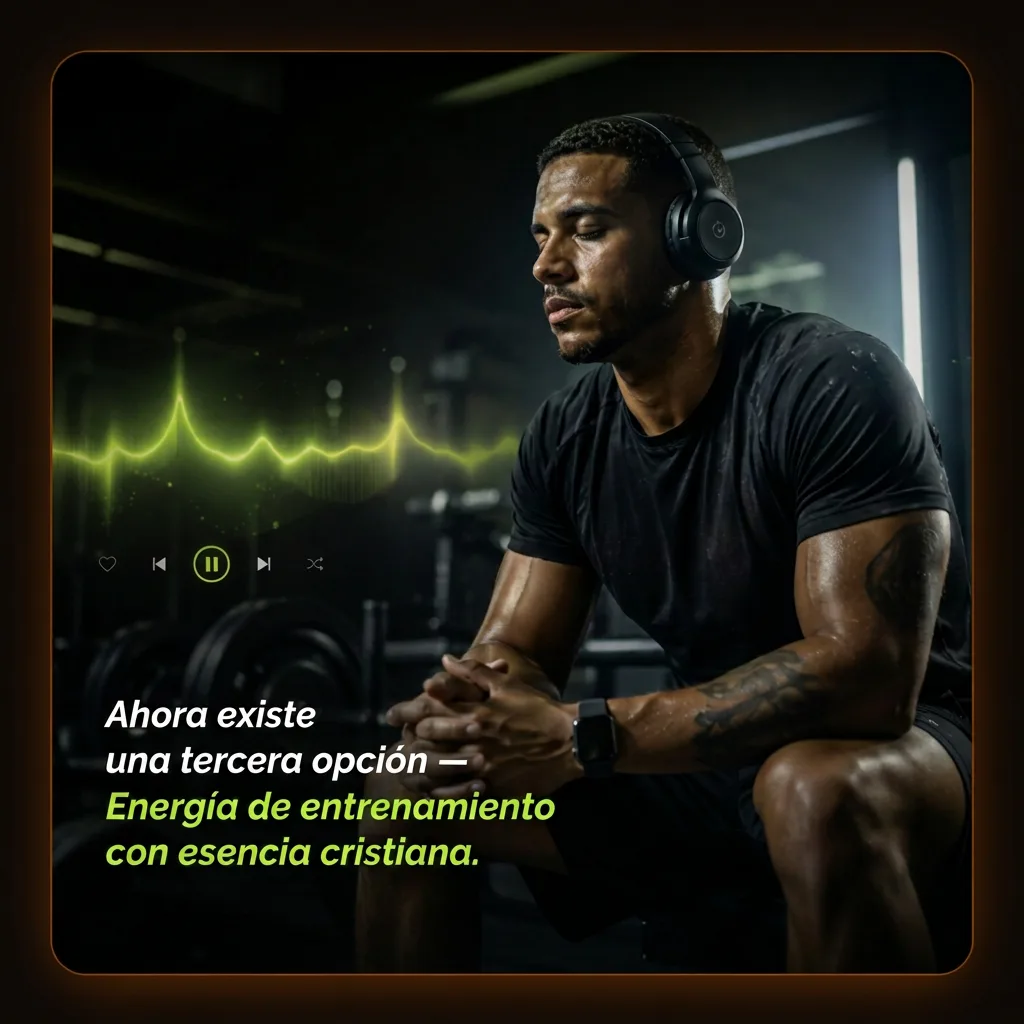 Atleta cristiano entrenando con audífonos